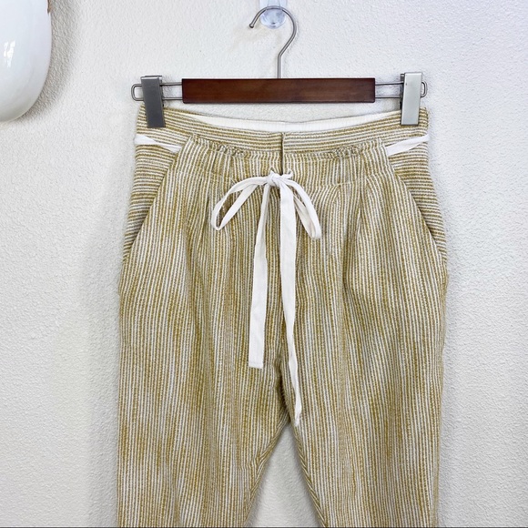 FREE PEOPLE• Light at Sunrise‎ Paper Bag Woven Tapered Pant Size 0 Yellow/Cream - Picture 4 of 13